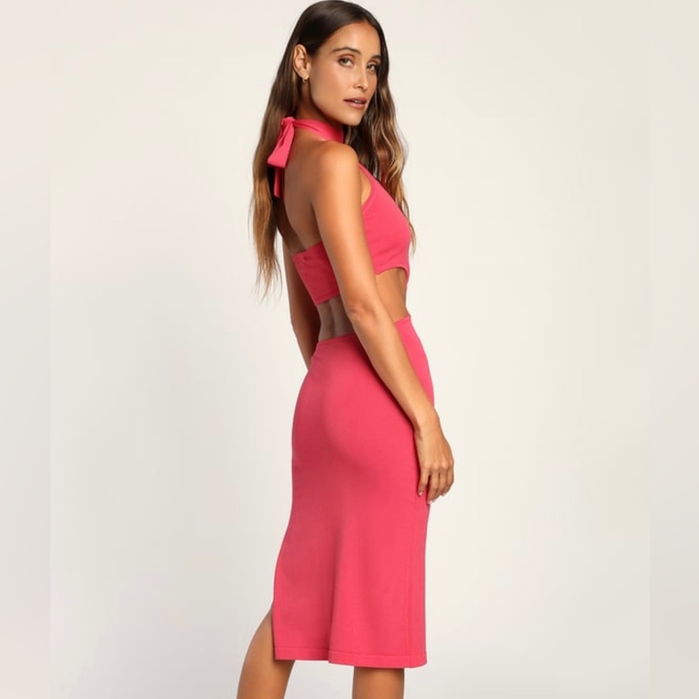 LULU Hot Pink Cut Out Dress - Picture 5 of 5